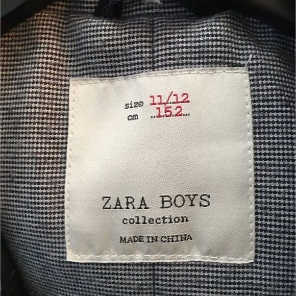 Zara Boys Hooded Coat Size 11/12 Black Wool Blend Zip Pockets Snap Closure - Picture 5 of 7